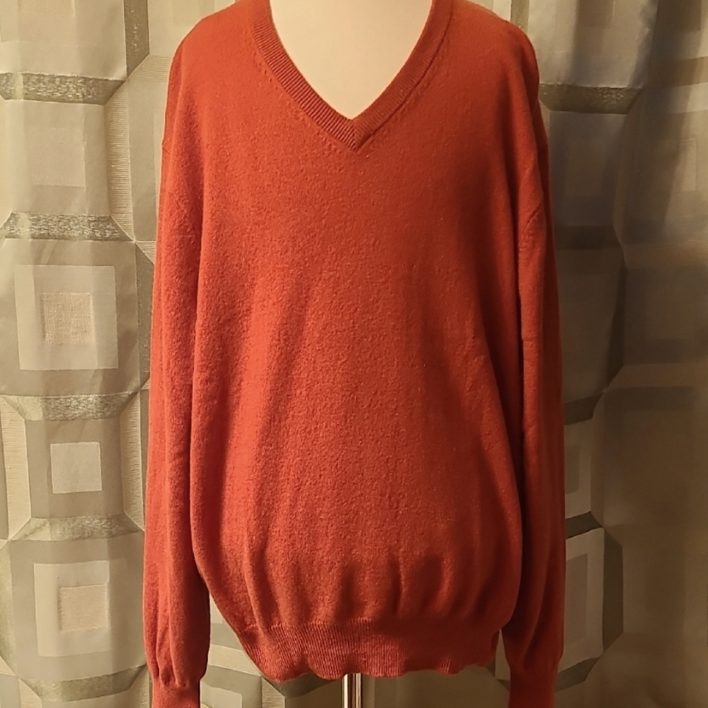 Men's Mediun V-Neck Sweater in Rust. Like New.